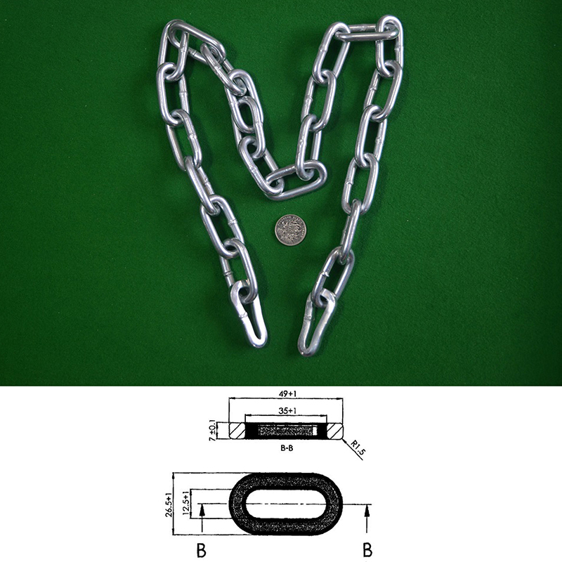 Catene rotonde in acciaio legato da 7 mm (zincatura rispettosa dell'ambiente)