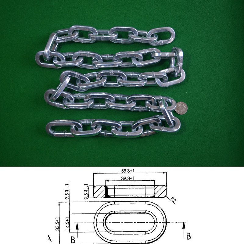 Catene quadrate in acciaio legato da 9,5 mm (zincatura rispettosa dell'ambiente)